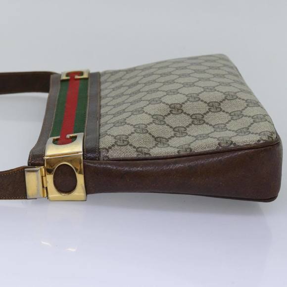 GUCCI GG Supreme Web Sherry Line Shoulder Bag PVC Beige Red Green Auth ep4578 - Picture 4 of 16